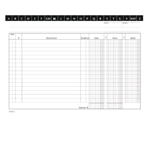 Data Ufficio Scheda a 3 Colonne Dare Avere Saldo 148X210 mm A5 Conf 100 Pz.