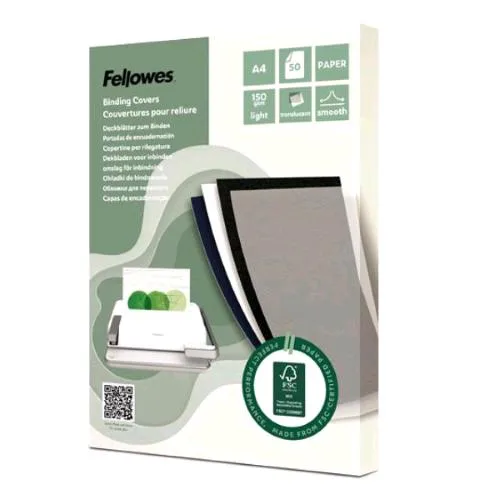 Fellowes Copertine per Rilegatura Carta Traslucida 15 Micron 297X21 mm Trasparente Conf 50 Pz.