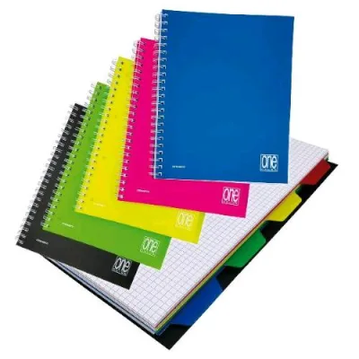 Blasetti 7738 Quaderno Spiralato con 4 Divisori 210X297 mm A4 70 g 120 Fogli a Quadretti 5M Colori Assortiti Conf 3 Pz.