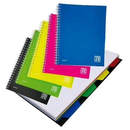 Blasetti 7738 Quaderno Spiralato con 4 Divisori 210X297 mm A4 70 g 120 Fogli a Quadretti 5M Colori Assortiti Conf 3 Pz.