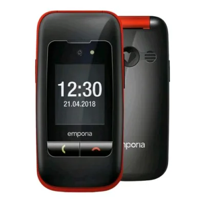 Emporia One Senior Phone 2G 2.8" Clamshell Tasti Grandi Sos Opzionale 3 Tasti Scelta Rapida Fotocamera Black Red