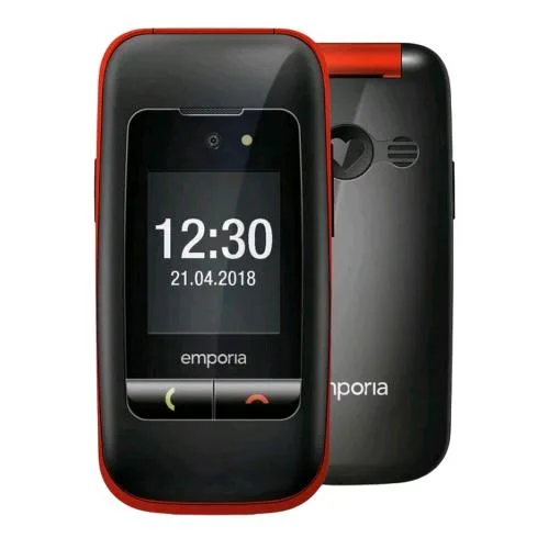 Emporia One Senior Phone 2G 2.8" Clamshell Tasti Grandi Sos Opzionale 3 Tasti Scelta Rapida Fotocamera Black Red