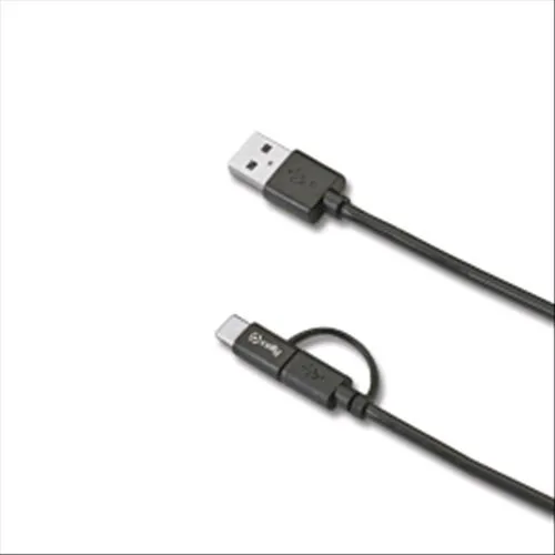Celly Usbcmicro Cavo USB Maschio/Micro USB+Micro USB Type-C Maschio Lunghezza 1m Colore Nero