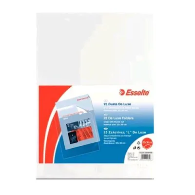 Esselte Deluxe Buste a L in PP Antiriflesso CM 22X30 A4 Traparente Conf 25 Pz.