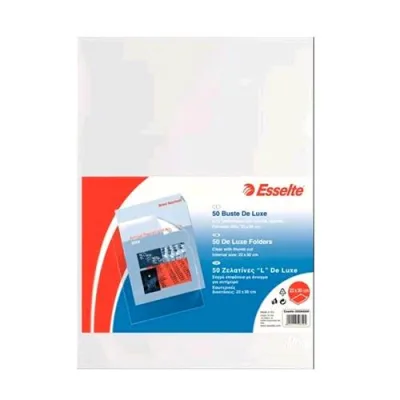 Esselte Deluxe Buste a L in PP Antiriflesso CM 22X30 A4 Trasparente Conf 50 Pz.