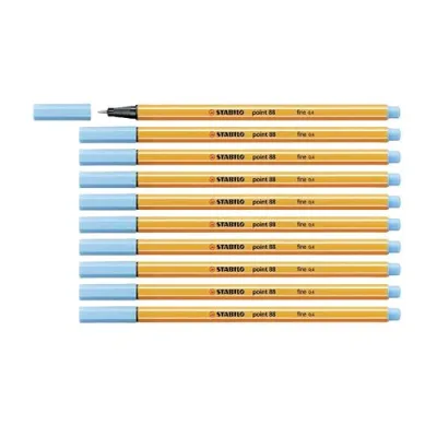 Stabilo Fineliner Point 88 Penna Punta in Fibra 0.4 mm Colore Azzurro Conf. 10 Pz.