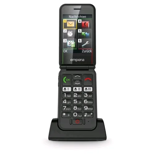 Emporia Simplicityglam 2G 2.8" Senior Phone Clamshell Tasti Selezione Rapida Menu' Ad Icone Grandi Black