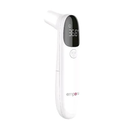 Emporia Termometro Frontale Infrarossi Digitale Schermo LCD Senza Contatto Tempo di Misurazione Ultra Veloce Adatto per Adulti e Bambini Bianco