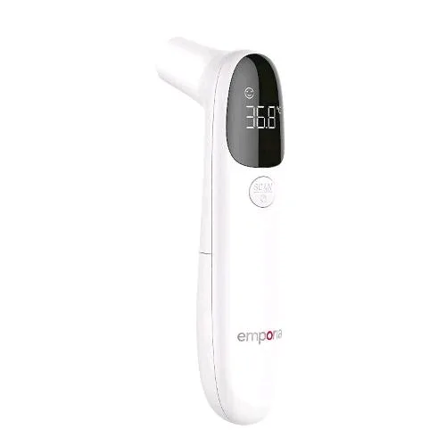 Emporia Termometro Frontale Infrarossi Digitale Schermo LCD Senza Contatto Tempo di Misurazione Ultra Veloce Adatto per Adulti e Bambini Bianco