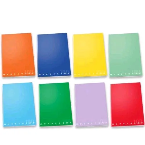 Pigna Monocromo Quaderno Punto Metallico 100 g A4 24 Fogli a Quadretti 5M Colori Assortiti Conf 5 Pz.