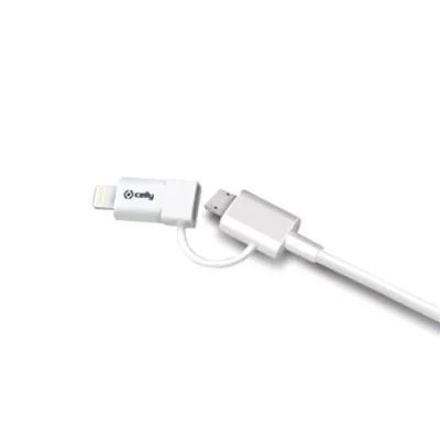 Celly Usbml Cavo Adattatore USB-Lightning/Micro USB 1m Colore Bianco