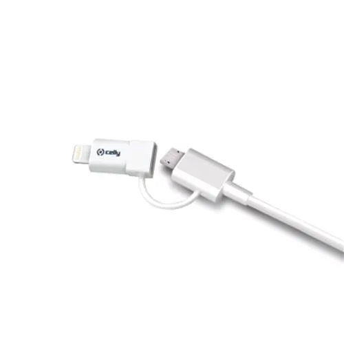 Celly Usbml Cavo Adattatore USB-Lightning/Micro USB 1m Colore Bianco