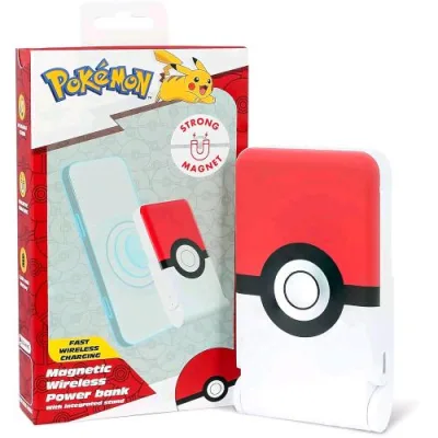 Otl Trading Pokemon Pokeball Power Bank Wireless con Stand Pieghevole Integrato