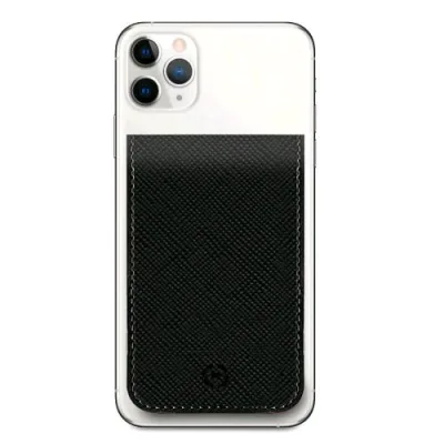 Celly Venere Card Porta Tessere Magnetico in Similpelle Finitura Saffiano Nero