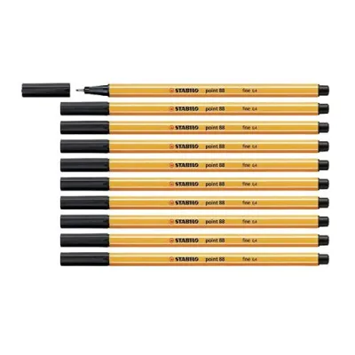 Stabilo Fineliner Point 88 Penna Punta in Fibra 0.4 mm Colore Nero Conf. 10 Pz.
