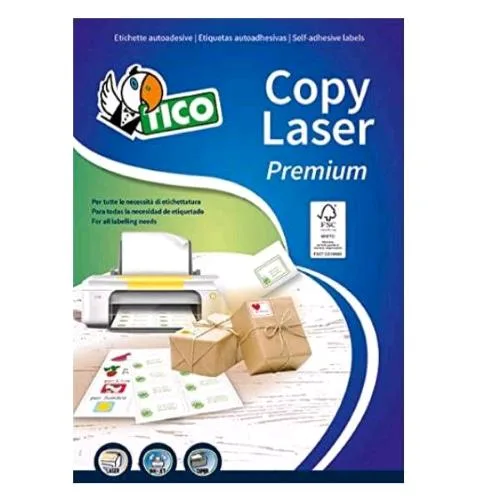 TICO Copy Laser Premium Conf 200 Etichette Adesive 210X148 mm Bianco Opaco