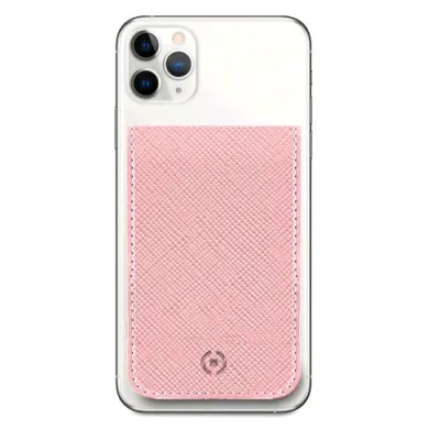 Celly Venere Card Porta Tessere Magnetico in Similpelle Finitura Saffiano Rosa