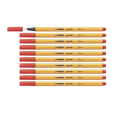 Stabilo Fineliner Point 88 Penna Punta in Fibra 0.4 mm Colore Rosso Conf. 10 Pz.