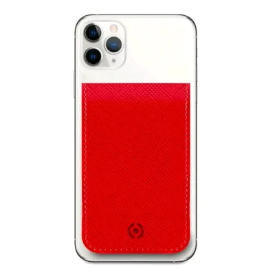 Celly Venere Card Porta Tessere Magnetico in Similpelle Finitura Saffiano Rosso