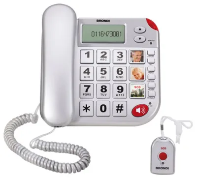 Brondi Super Bravo Plus Telefono Analogico con Telecomando Sos Argento