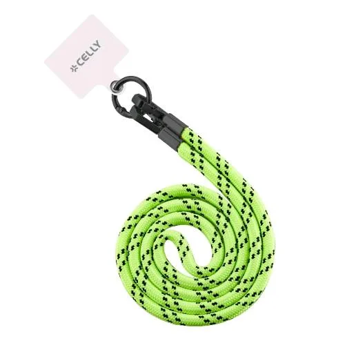 Celly Freedom Lacet Laccio da Collo per Smartphone con Ganci in Metallo Removibili Badge in Tpu Incluso Yellow Fluo