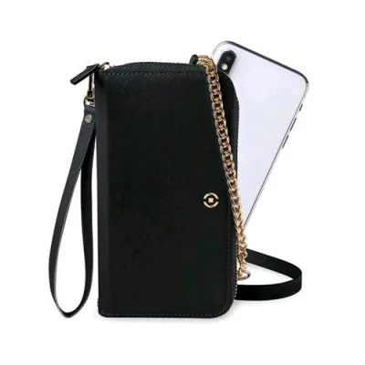 Celly Venere Pochette Elegante Custodia in Pelle con Catenella a Tracolla Oro