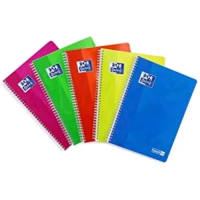 Oxford Favorit On Quaderno Spiralato 90 g 60 Fogli a Quadretti 5M 210X297 mm Colori Assortiti Conf 5 Pz.