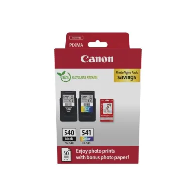 Canon PG-540/CL541 Value Pack 2 pz Nero + Colore Ciano Magenta Giallo + Fogli Carta Fotografica