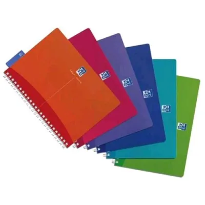 Oxford MY Colours Blocco A5 90 g Quadretti 5 M Spiralato con Righello Segnalibro Colori Assortiti 90 Fogli Conf 5 Pz.
