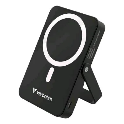 Verbatim Power Bank Magnetico con Supporto 10.000mAh Mag Safe Ricarica Wireless 15 W PD USB-C 20 W Nero