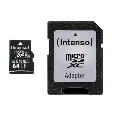 Intenso 3433490 Micro SD XC 64GB Classe 10 con Adattatore SD