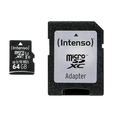 Intenso 3433490 Micro SD XC 64GB Classe 10 con Adattatore SD