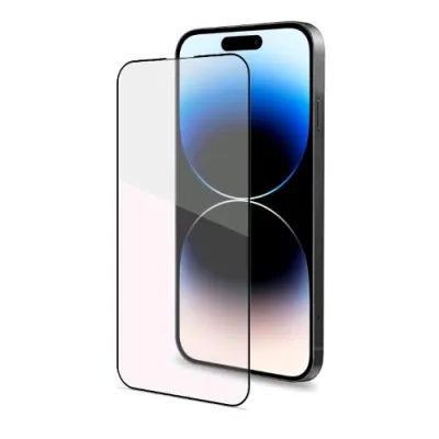 Celly Full Glass Apple iPHONE 14 Pro Vetro Temperato con Superficie Anti-Impronte e Bordi Colorati Trasparente Nero