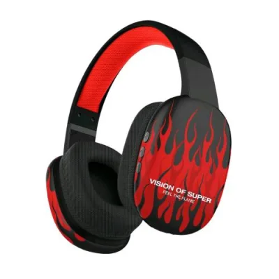 Celly Vosfreebeat Cuffie Wireless Vision Of Super Collezione Vos Padiglioni Imbottiti Microfono Incorporato Archetto Regolabile Ingresso USB-C e Jack 3.5mm Nero Rosso