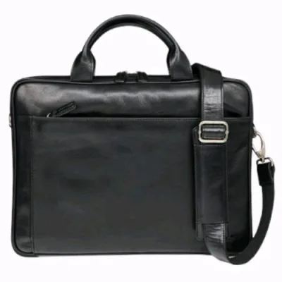 DBRAMANTE 1928 Amalienborg Borsa per Notebook da 15" in Pelle con Tracolla 8 Scomparti Nero