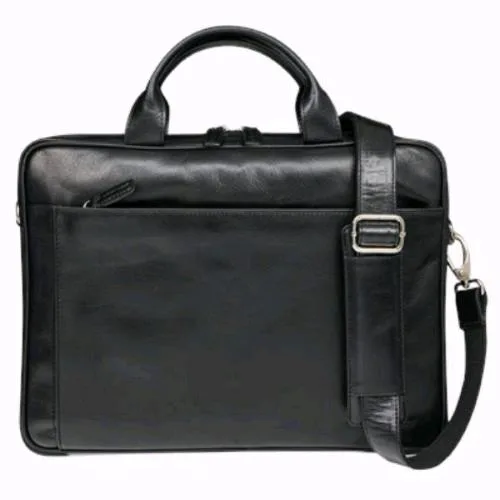 DBRAMANTE 1928 Amalienborg Borsa per Notebook da 15" in Pelle con Tracolla 8 Scomparti Nero