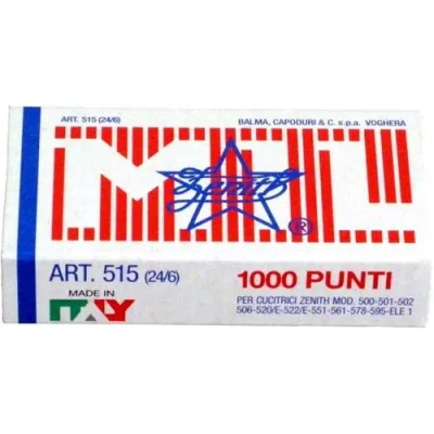 Zenith 515 Punti Metallici Acciaio S 24/6 mm Conf 10X1000 Punti
