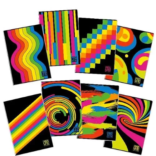 Blasetti Black Fluo Quaderno Punto Metallico 80 g 210X297 mm A4 20 Fogli a Quadretti 4M Fantasie Assortite Conf 10 Pz.