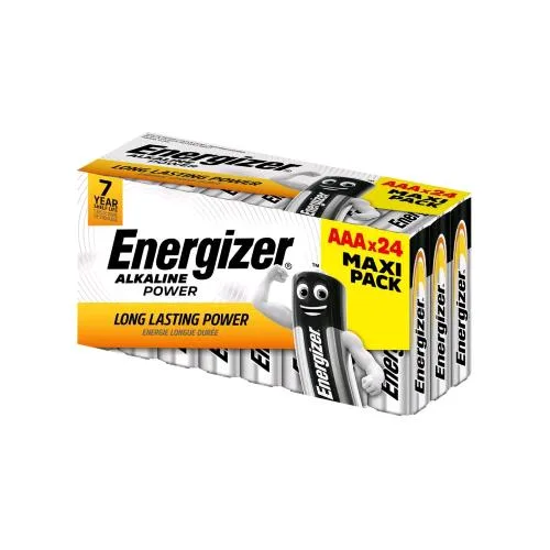 Energizer Alkaline Power Batterie Mini Stilo AAA 1.5 V Maxi Pack Conf 24 Pz.