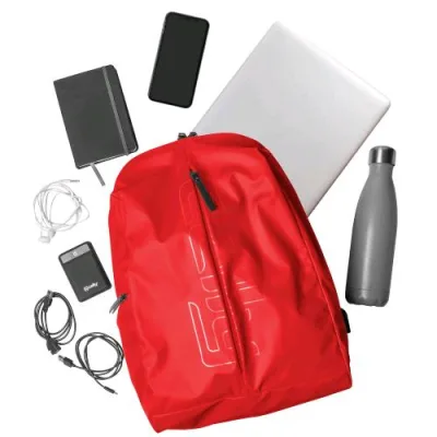Celly Funky Backpack Zaino per Notebook con Tasca Antifurto Strap per Trolley Porta USB Esterna con Cavo Integrato Colore Rosso