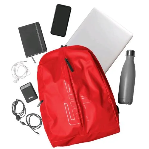 Celly Funky Backpack Zaino per Notebook con Tasca Antifurto Strap per Trolley Porta USB Esterna con Cavo Integrato Colore Rosso
