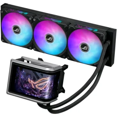 ASUS Rog Ryuo IV 360 ARGB Dissipatore a Liquido con Schermo Curvo 2K Amoled da 6.67" per Effetti 3D Tubi da 400mm Ventole ARGB Compatibile con Intel Lga 1851 e 1700 e AMD AM5 e AM4 Nero