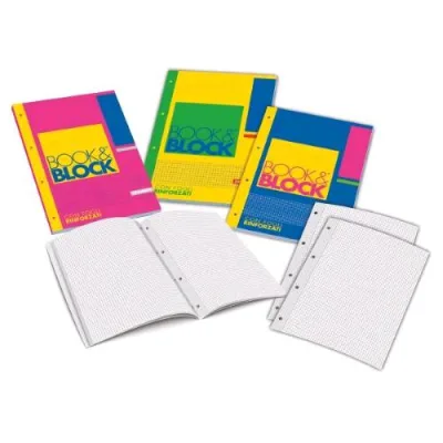 Blasetti Book e Block Blocco Collato Forato 80g 210X270 mm 40 Fogli a Righe 0C Colori Assortiti Conf 5 Pz.