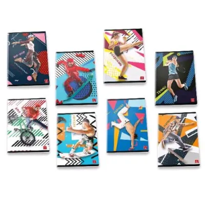Pigna Pop Sport Quaderno Punto Metallico 80 g 20 Fogli a Righe 1R 210X297 mm A4 Fantasie Assortite Conf 10 Pz.