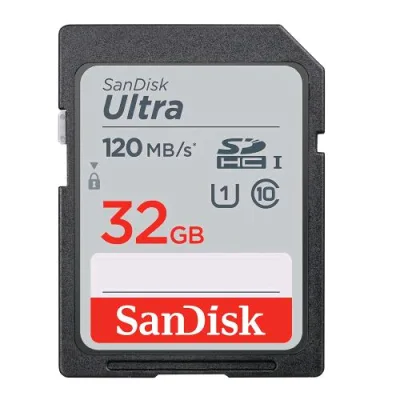 SanDisk Ultra Scheda di Memoria SDHC 32 GB 120 MB/S Classe 10 Uhs-I V10 Nero