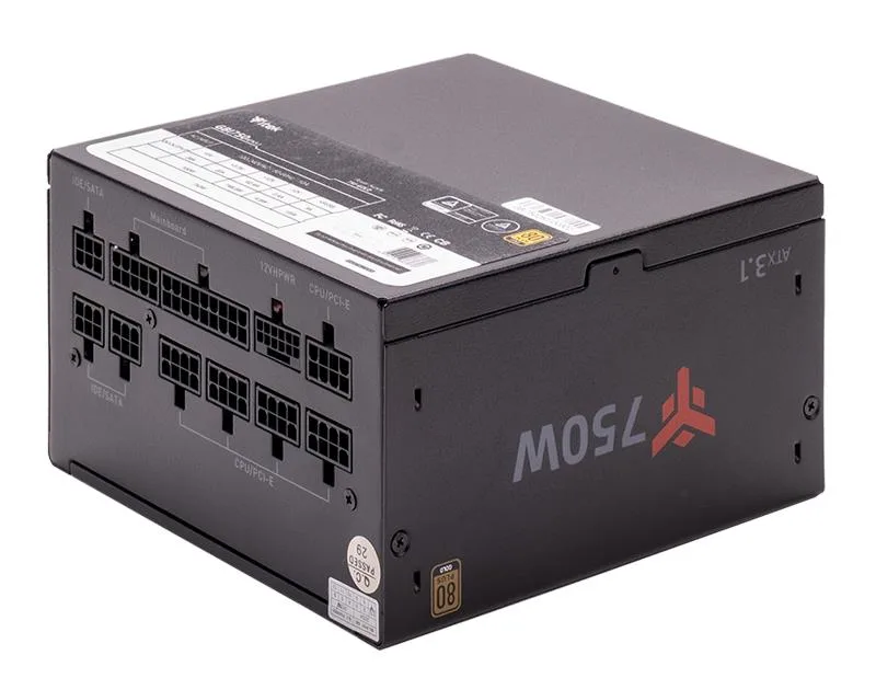 ITEK GBI750 Alimentatore 750W 80 Plus Gold ATX 3.1 PFC Attivo, Ventola FDB 14cm, Modulare Nero