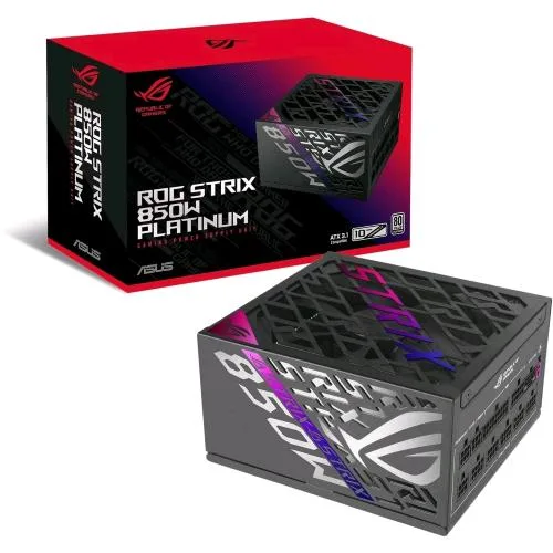 ASUS Rog Strix 850P Gaming Alimentatore 850 W Modulare 80 Plus Platinum Pcle Gen 5.0 ATX 3.1 Ventola con Doppio Cuscinetto a Sfera Nero
