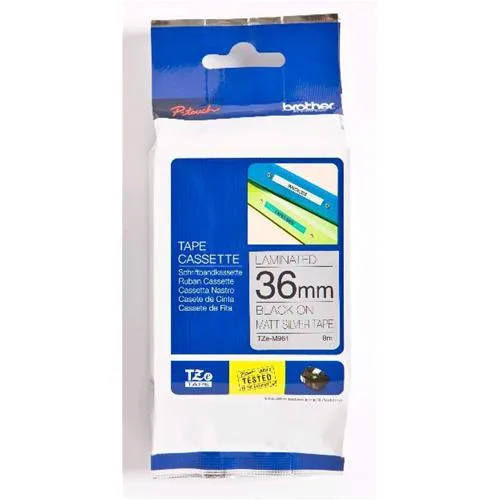 Brother TZ-M961 Nastro 36mm x 8m Colore Argento Opaco Stampa Nero (TZEM961)