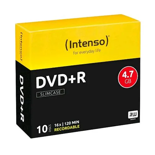Intenso 4111652 Disco Vergine DVD+R 4.7GB 16X Slim Case 10 Pz.