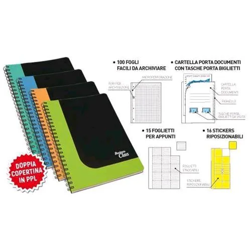 Blasetti Business Class Blocco Spiralato Quaderno A4 80 g Quadretti 5M 100 Fogli Conf 4 Pz.